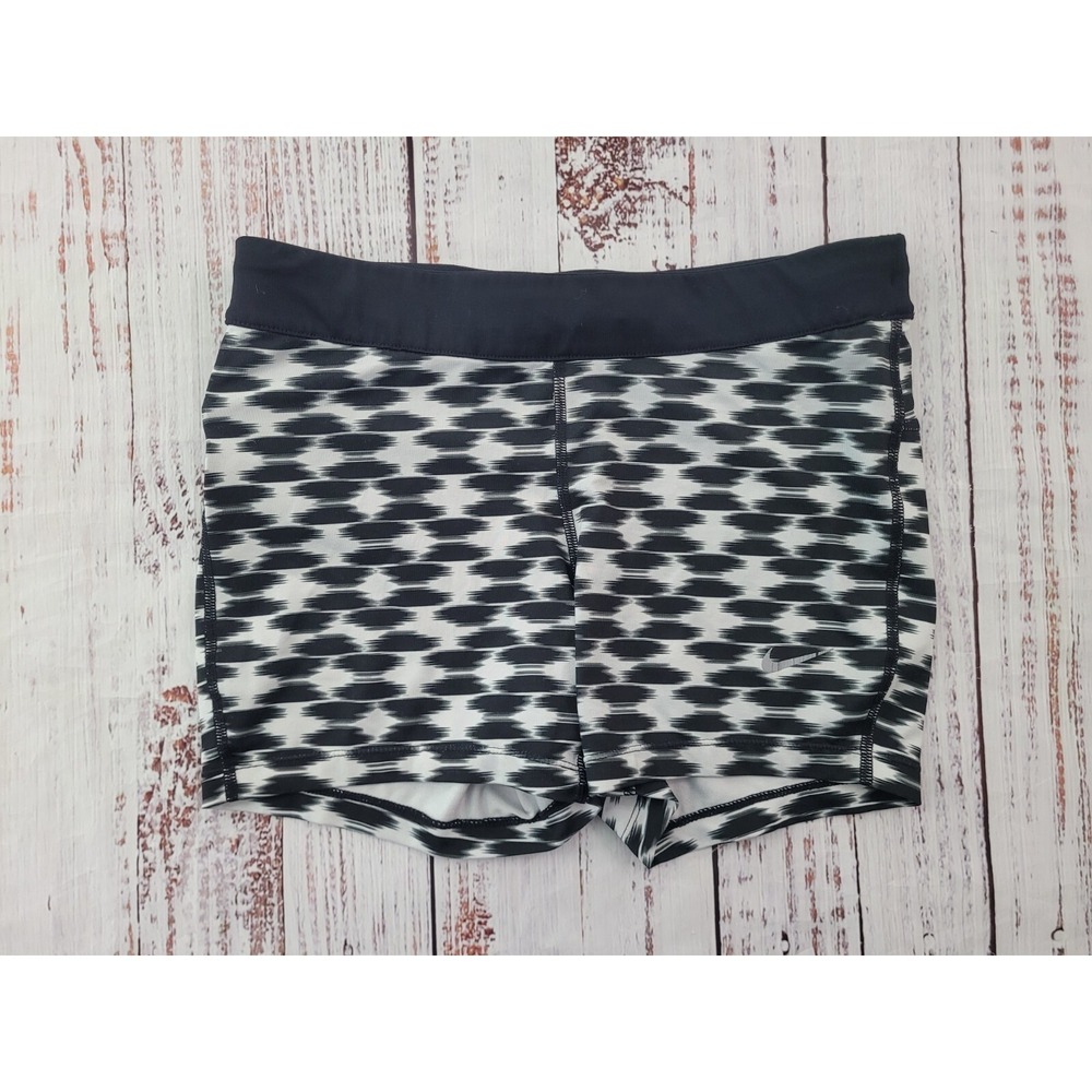 Nike Relay Tight Fit Black White Geo Print Athletic Shorts Women's M